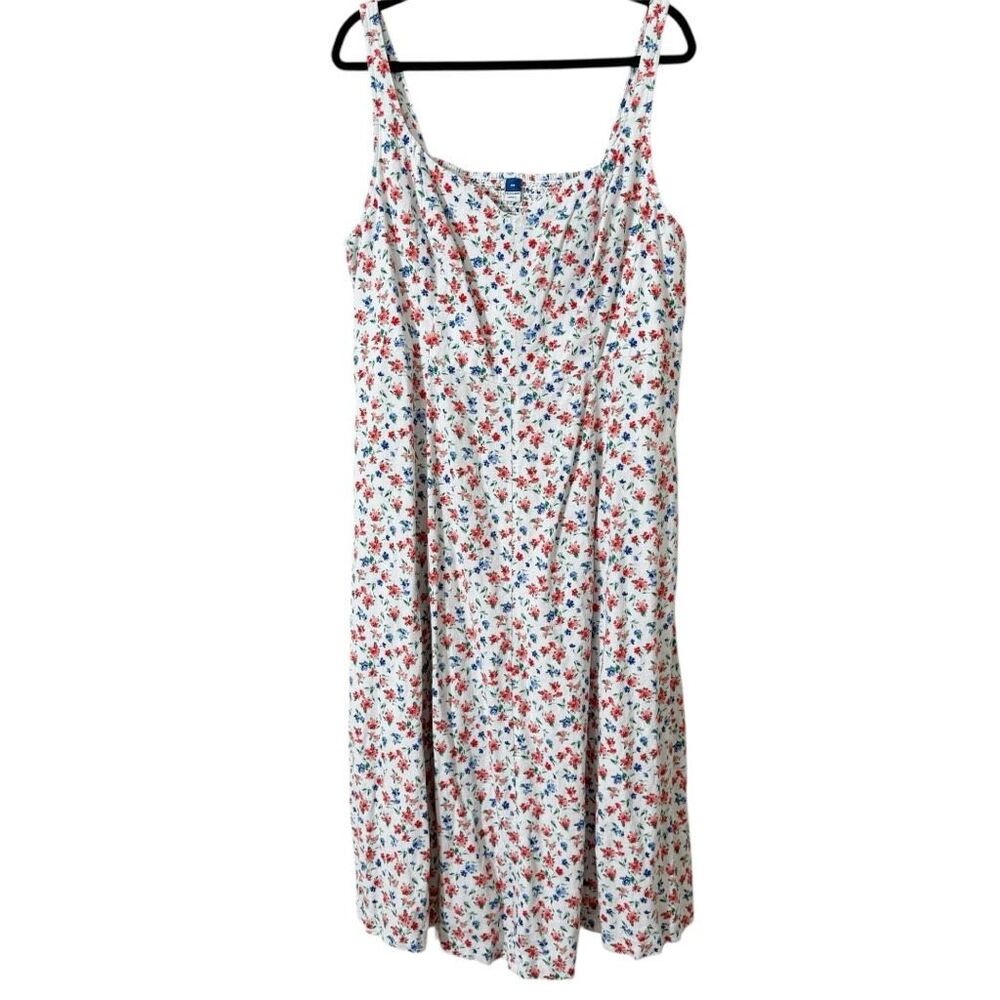 Old Navy Fit & Flare Plus Size Linen Blend Cottagecore Floral Midi Dress Size 2X - Picture 2 of 8